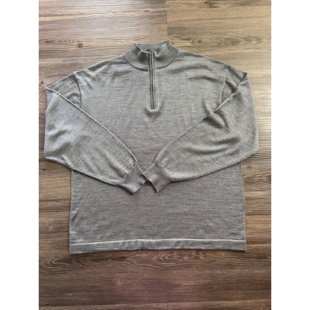 Linea Uomo Mens XXL Gray Wool Blend Quarter Zip Mock Neck Pullover Sweater